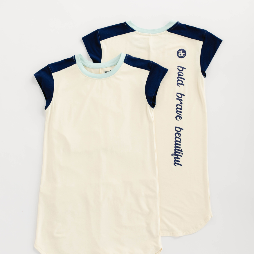 navy and yellow tween girl pajamas night shirt pajama top