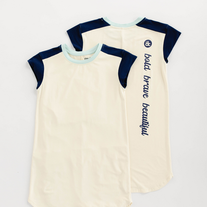 navy and yellow tween girl pajamas night shirt pajama top