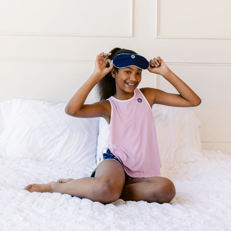 Dreamscape sleep tank, dreamscape sleep short, sleep mask, the decided collection, pajamas and loungewear for tween girls