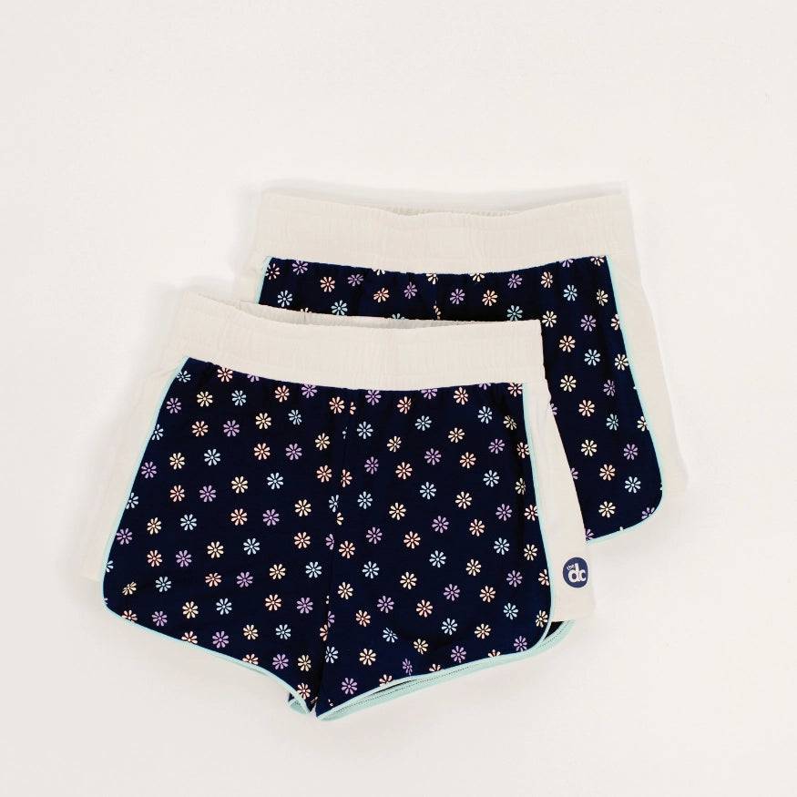 daisy pattern detailing on dreamscape sleep short, the decided collection, pajamas and loungewear for tween girls
