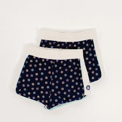 daisy pattern detailing on dreamscape sleep short, the decided collection, pajamas and loungewear for tween girls
